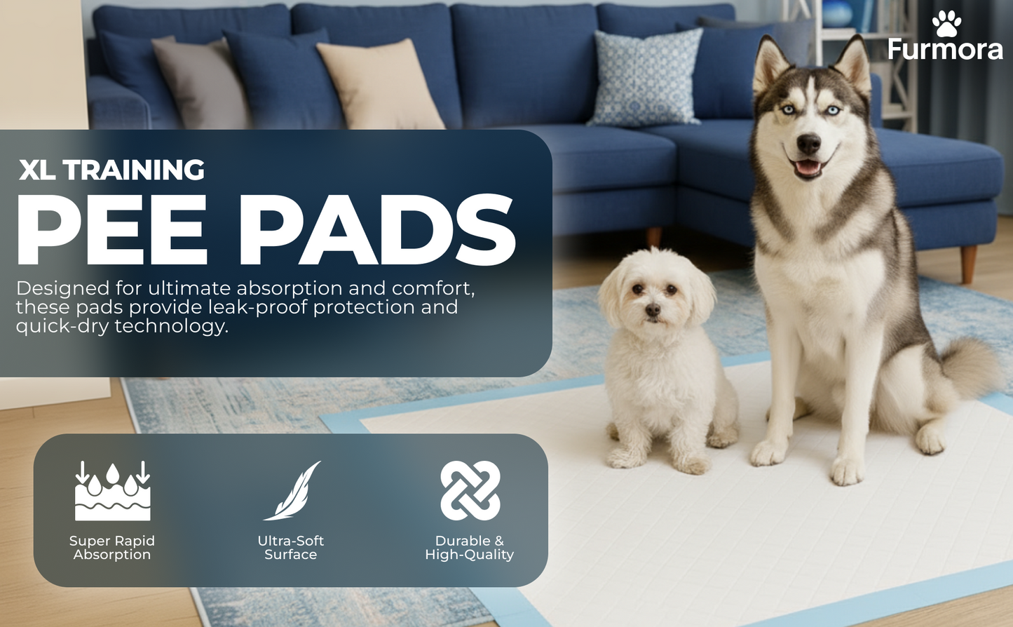 Furmora XL Puppy Pads 70×90cm (60 Pack)