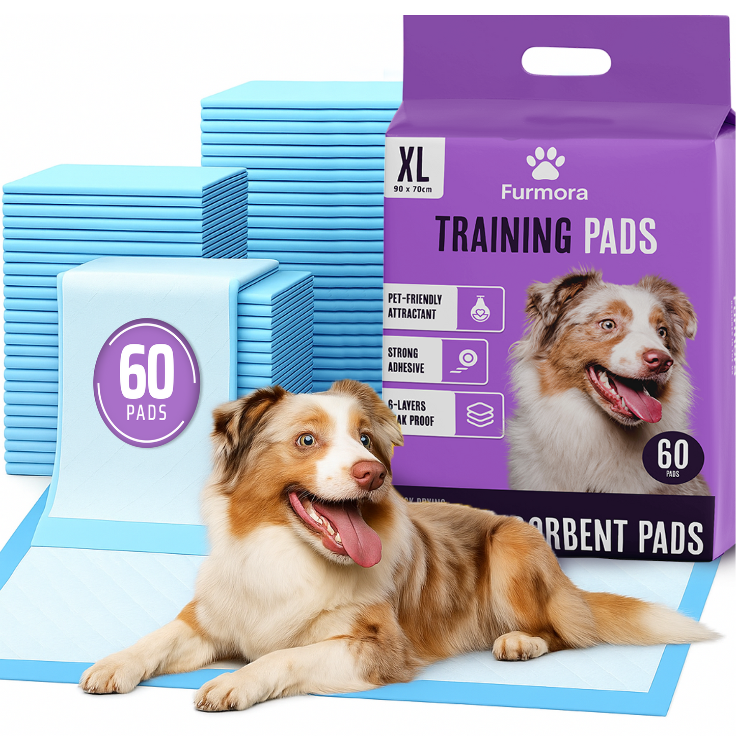Furmora XL Puppy Pads 70×90cm (60 Pack)